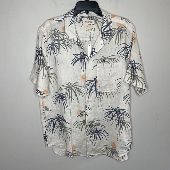 MADEWELL Linen Shirt Men Medium Tropical Floral Button Up NEW Easy Fit MD342 - Picture 1 of 12
